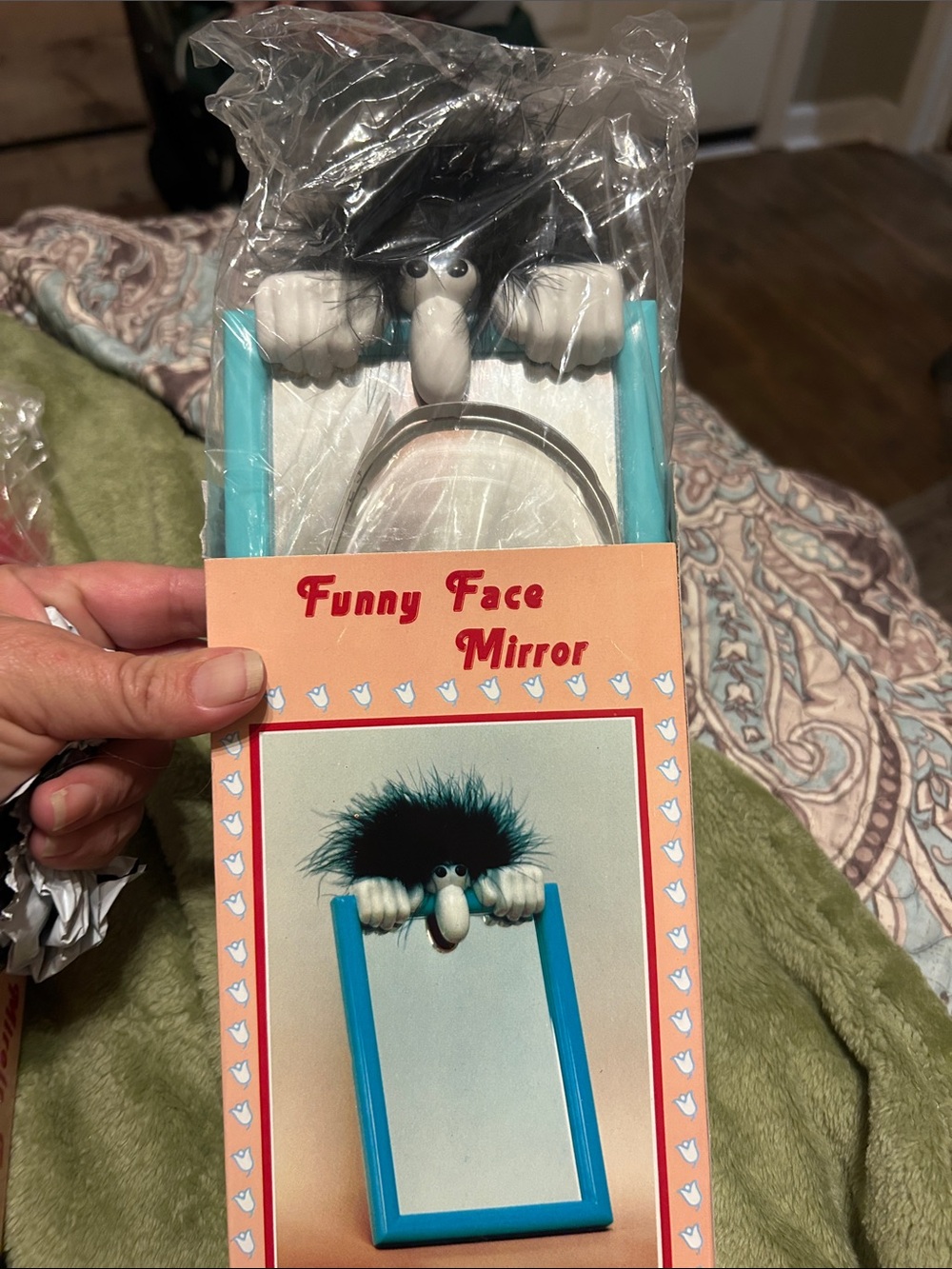 Kids Funny Face Mirror in Turquoise and Black